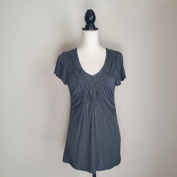 Bordeaux Gray Cinched Front Top Medium - Picture 1 of 7